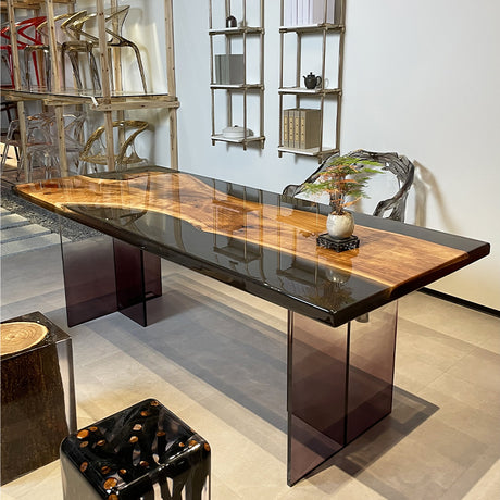 Black Walnut Table, Live Edge Table, Black Epoxy Table