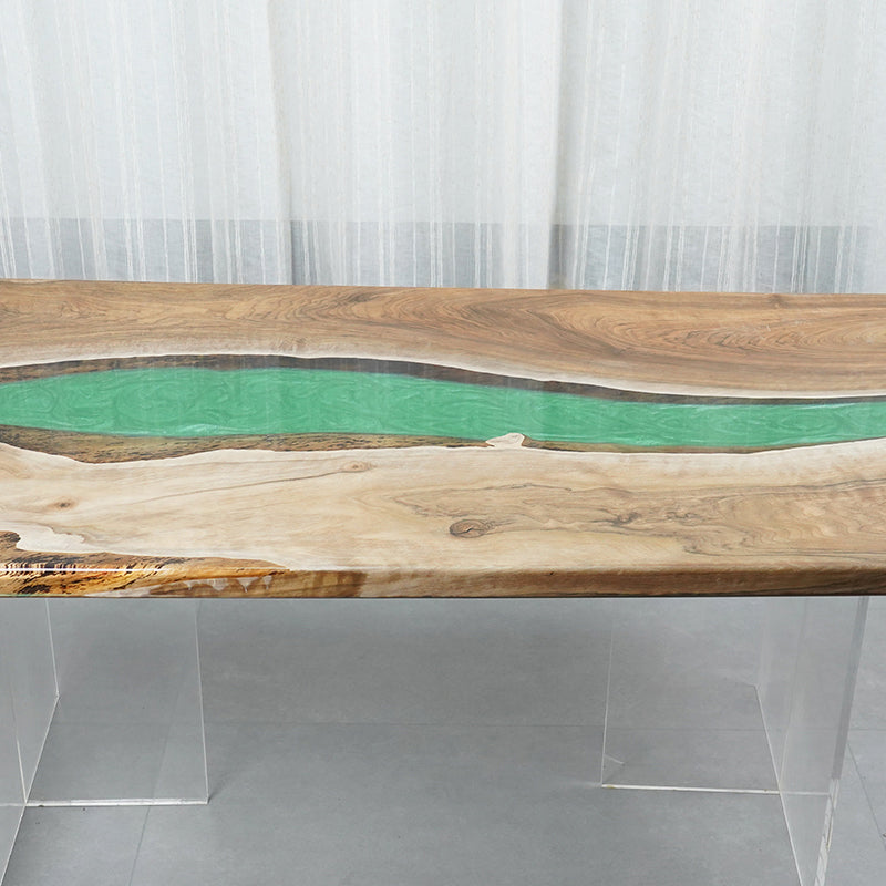 Black Walnut Table, Green Epoxy Table