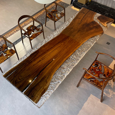 Black Walnut Table, Resin Table, Live Edge Table, Black Epoxy Table