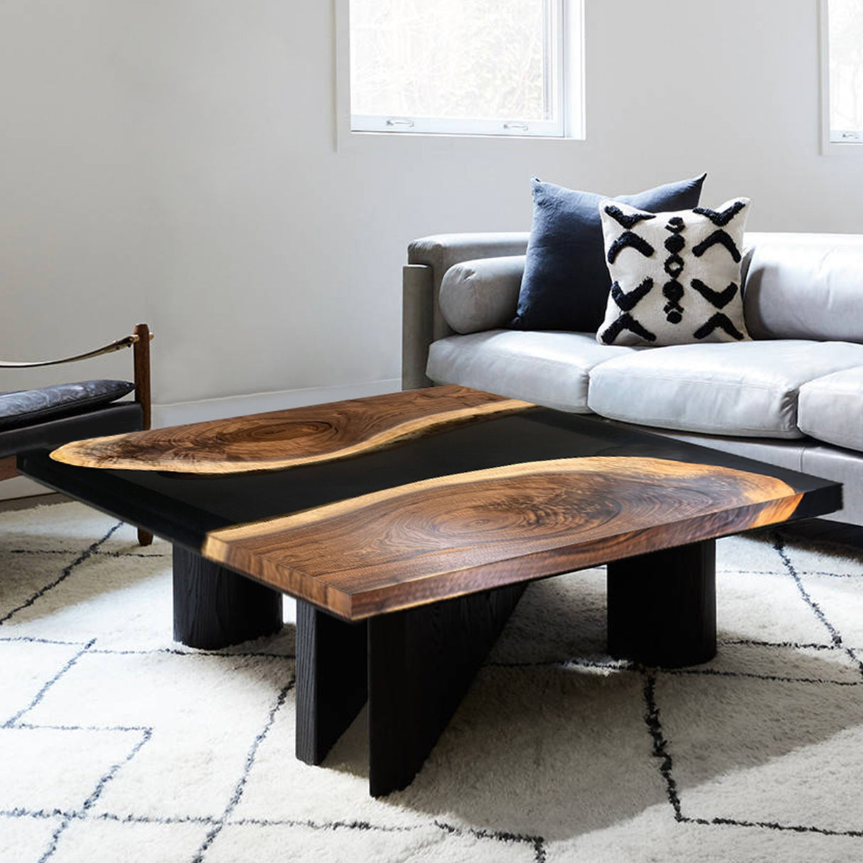 Elite Custom Black Epoxy Square Coffee Table