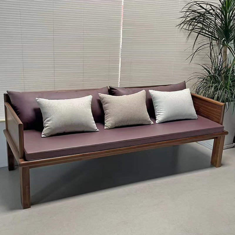 Dark Brown Walnut Solid Wood Sofa Chair 