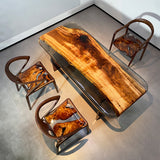 Golden Camphor, Live Edge Epoxy Resin Table , Dining Table
