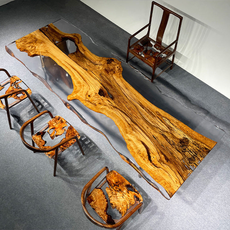 Golden Camphor, Live Edge Epoxy Resin Table, Wood Table