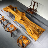 Golden Camphor, Live Edge Epoxy Resin Table, Wood Table