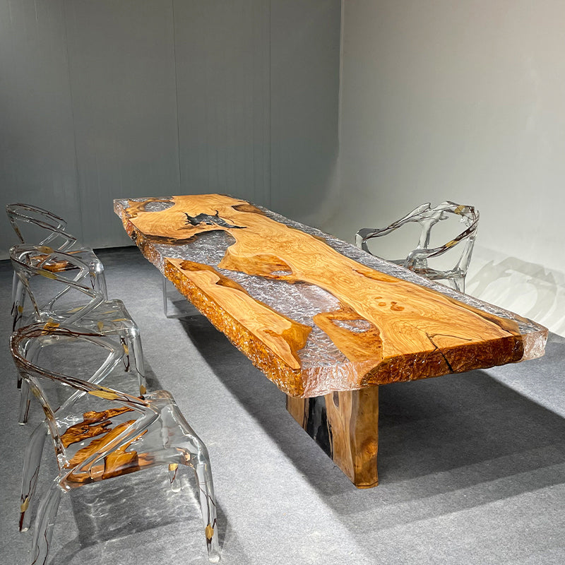 Olive Wood Table, Live Edge Table,  Epoxy Table, Solid Wood Dining Room Table