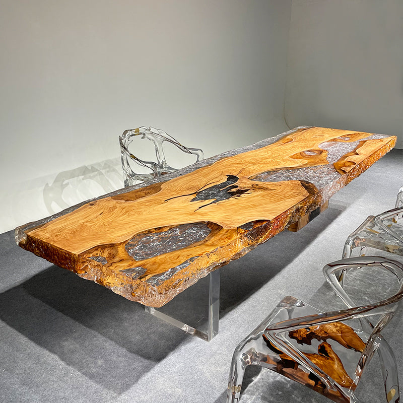 Olive Wood Table, Live Edge Table,  Epoxy Table, Wood Dining  Table