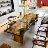 Woond Table, Golden Camphor, Live Edge Epoxy Resin Table