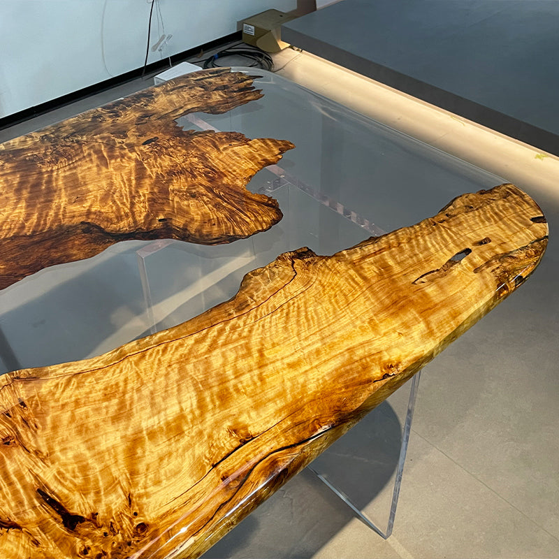 Poplar Wood Table, Live Edge Table,  Epoxy Table