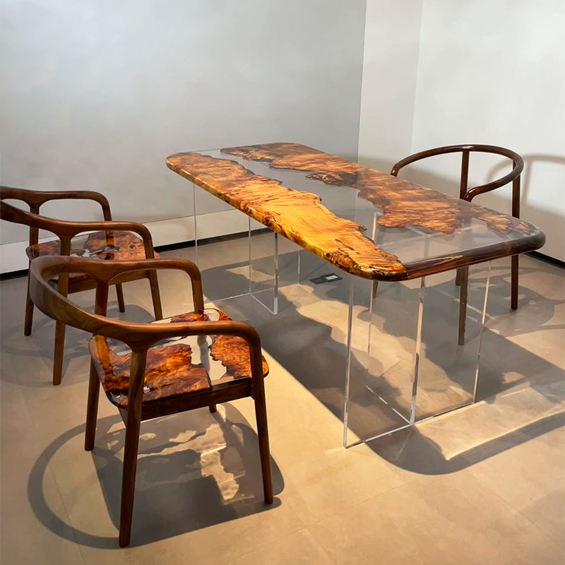 Poplar Wood Table, Live Edge Table,  Epoxy Table