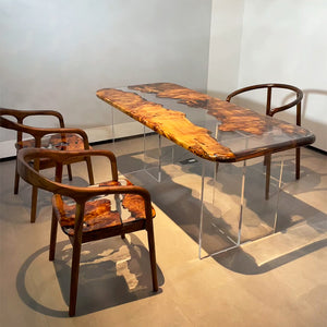 Poplar Wood Table, Live Edge Table,  Epoxy Table