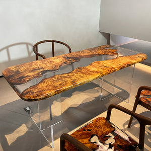 Poplar Wood Table, Live Edge Table,  Epoxy Table