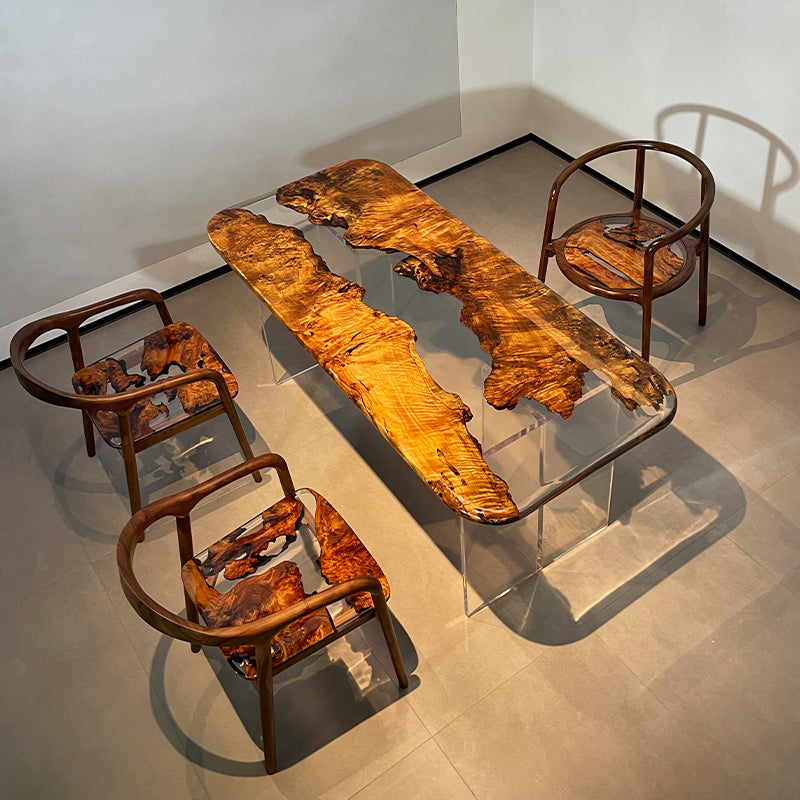 Poplar Wood Table, Live Edge Table,  Epoxy Table