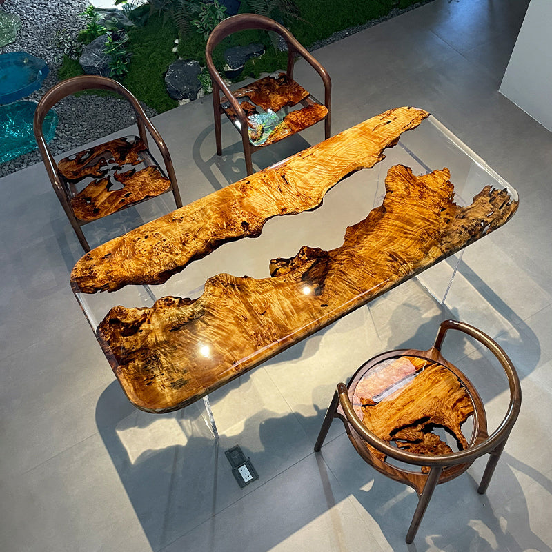 Poplar Wood Table, Live Edge Table,  Epoxy Table