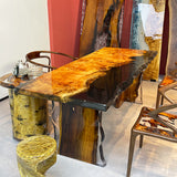 Golden Camphor, Live Edge Epoxy Resin Table, Wood Table