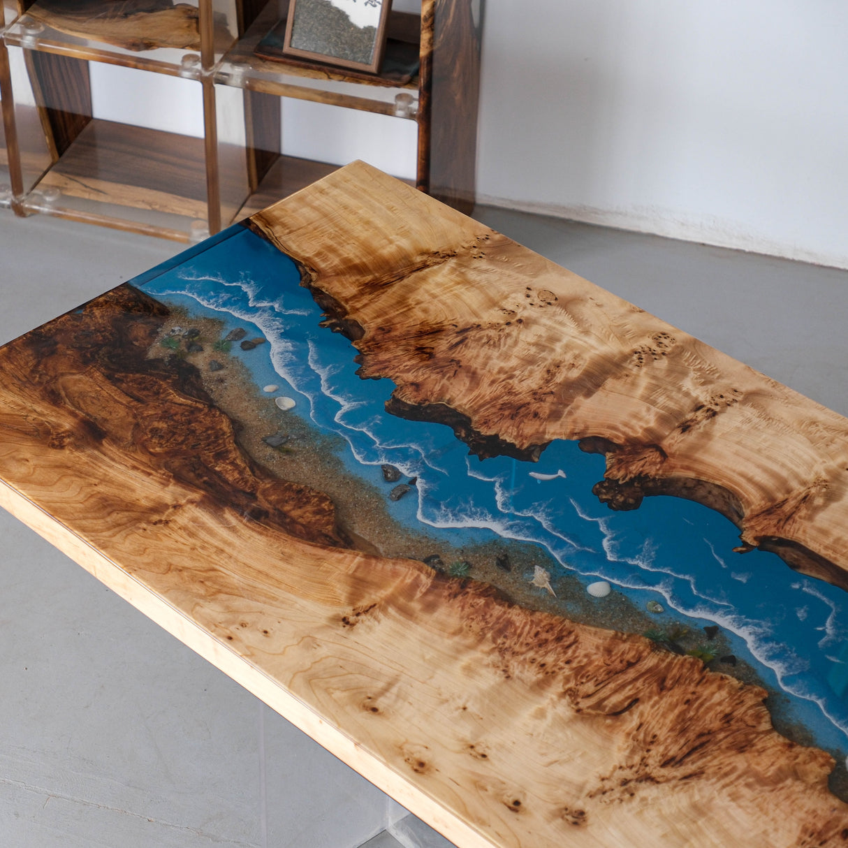 Elite Poplar Epoxy River Table 110.24"L×39.37"W