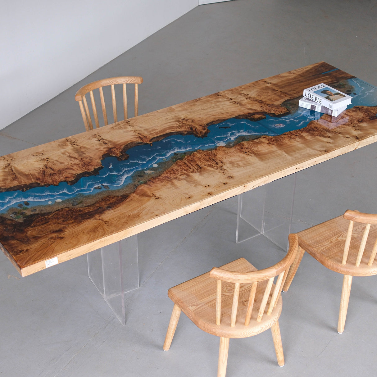 Elite Poplar Epoxy River Table 110.24"L×39.37"W