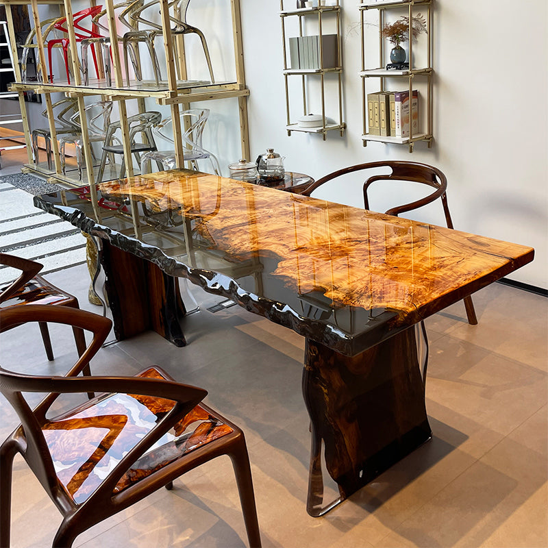 Golden Camphor, Live Edge Epoxy Resin Table, Woond Table