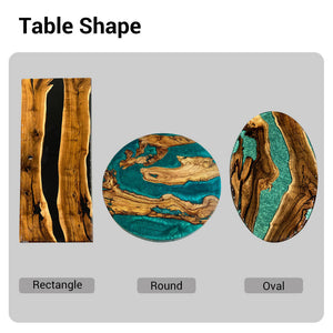 Elite Walnut Deep Green Ocean Epoxy Rectangular Dining Table ECT-262