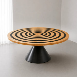 Ash Black Epoxy Ring Round Dining Table | ECT-385 - Elitecustomtable