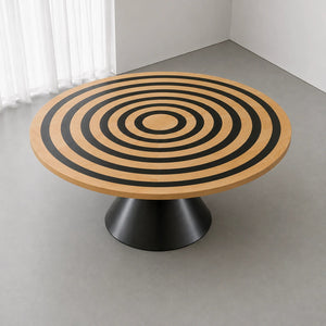 Ash Black Epoxy Ring Round Dining Table | ECT-385 - Elitecustomtable