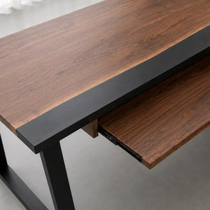 Black Walnut Black Epoxy L-Shaped Executive Office Desk with Storage | ECT-371 - Elitecustomtable
