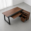 Black Walnut Black Epoxy L-Shaped Executive Office Desk with Storage | ECT-371 - Elitecustomtable