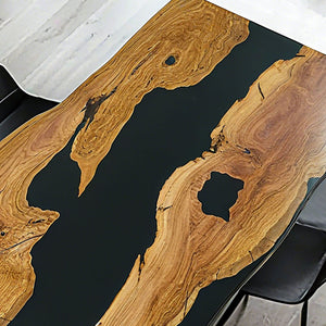 Elite Custom Walnut Wood Conference Table with Glossy Black Epoxy Resin ECT-74