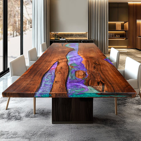 black walnut epoxy dining table ECT-77
