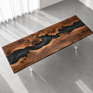 Custom Black Walnut Black Epoxy Resin Conference Table | ECT-403