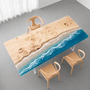 Poplar Ocean Wave Epoxy Resin Dining Table | ECT-375