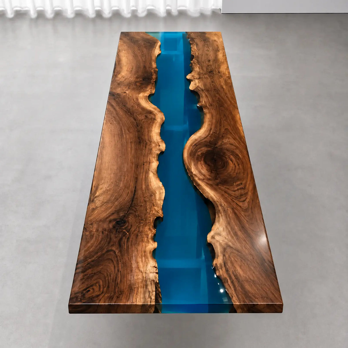 Custom Black Walnut Blue Epoxy Resin Conference Table | ECT-404