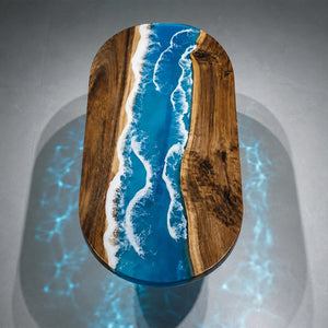 Walnut Ocean Wave Epoxy Resin Dining Table | ECT-377