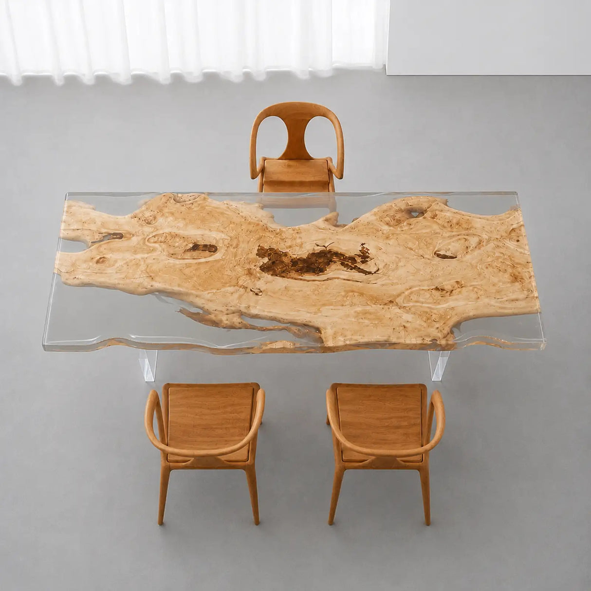 Custom Live Edge Poplar Office Desk with Crystal Clear Epoxy Resin | ECT-365