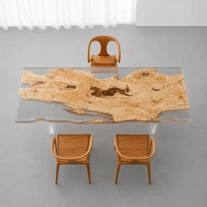 Custom Live Edge Poplar Office Desk with Crystal Clear Epoxy Resin | ECT-365