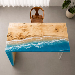 Poplar Ocean Wave Waterfall Dining Table | ECT-376