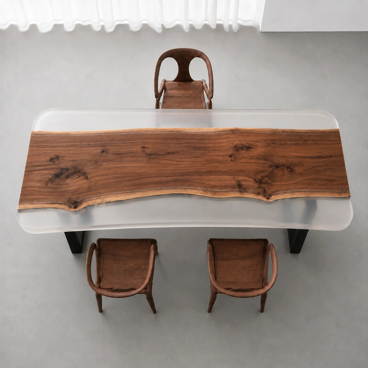 Custom Black Walnut Office Desk with Crystal Clear Epoxy Resin | ECT-367