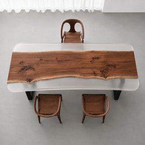Custom Black Walnut Office Desk with Crystal Clear Epoxy Resin | ECT-367