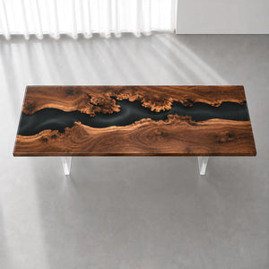 Custom Black Walnut Black Epoxy Resin Conference Table | ECT-403