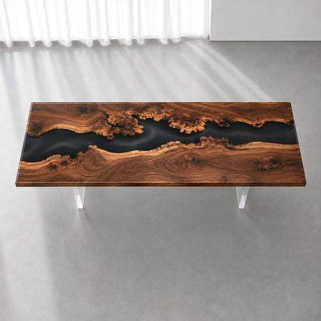Custom Black Walnut Black Epoxy Resin Conference Table | ECT-403