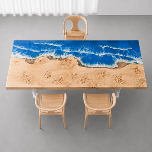 Poplar Ocean Wave Epoxy Resin Dining Table | ECT-373
