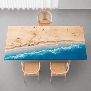 Poplar Ocean Wave Epoxy Resin Dining Table | ECT-375