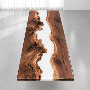 Custom Black Walnut White Epoxy Resin Conference Table | ECT-405