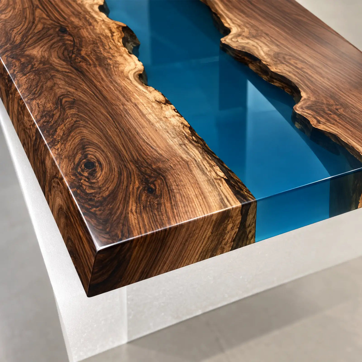 Custom Black Walnut Blue Epoxy Resin Conference Table | ECT-404