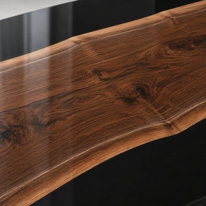 Custom Black Walnut Office Desk with Black Epoxy Resin Straight Edge | ECT-364