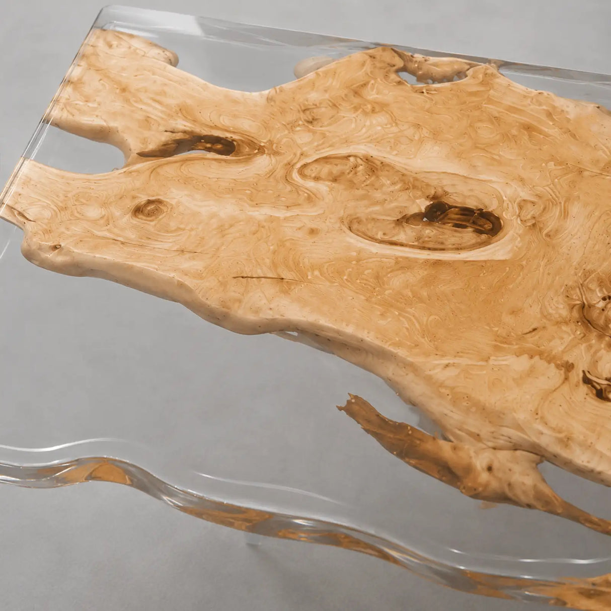 Custom Live Edge Poplar Office Desk with Crystal Clear Epoxy Resin | ECT-365