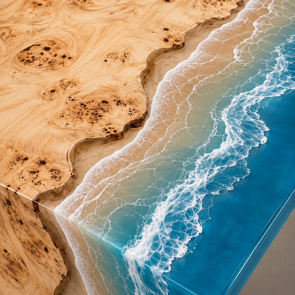Poplar Ocean Wave Waterfall Dining Table | ECT-376