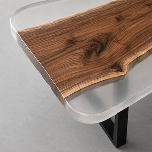 Custom Black Walnut Office Desk with Crystal Clear Epoxy Resin | ECT-367
