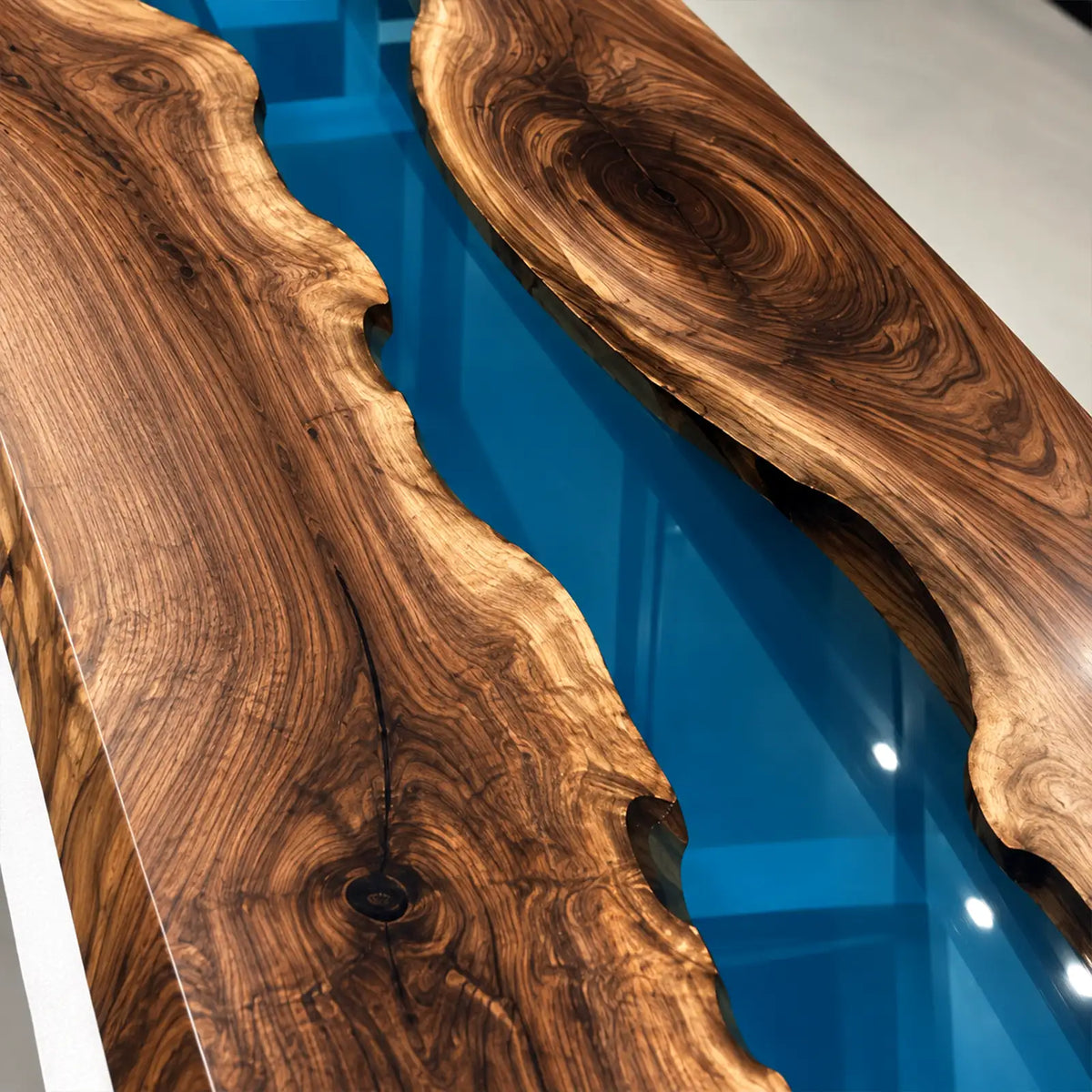 Custom Black Walnut Blue Epoxy Resin Conference Table | ECT-404