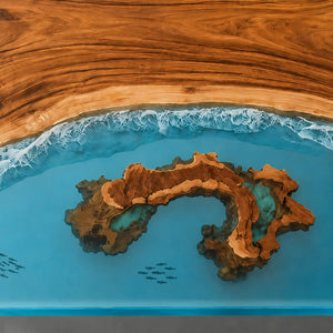 Walnut Ocean Epoxy Resin Dining Table | ECT-382