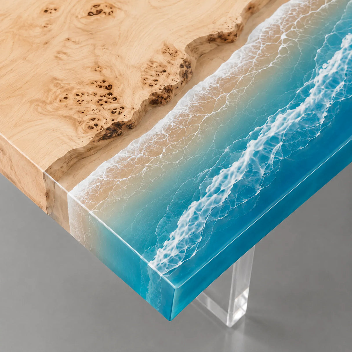 Poplar Ocean Wave Epoxy Resin Dining Table | ECT-375